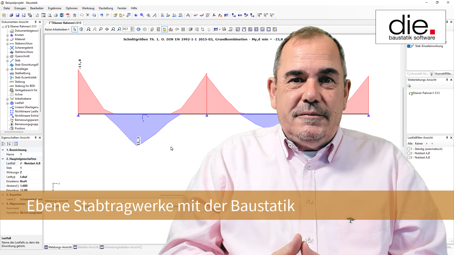 So definieren Sie ein einfaches ebenes Stabsystem