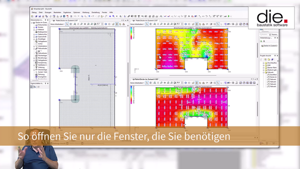 Baustatik Lernvideo: So öffnen Sie nur die Arbeitsfenster, die Sie auch benötigen