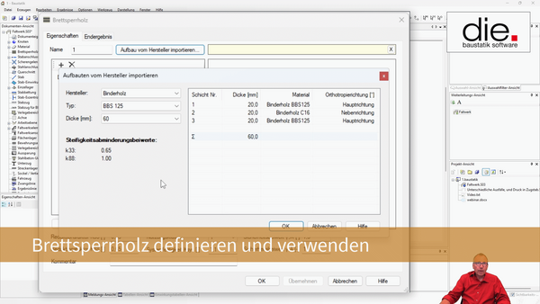 Baustatik Lernvideo: Brettsperrholz definieren und verwenden