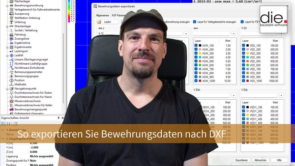 Baustatik Lernvideo: So exportieren Sie Bewehrungsdaten nach DXF