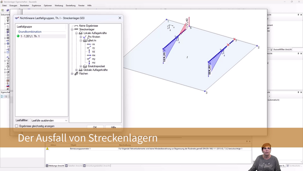 Baustatik Lernvideo: Zum Ausfall von Streckenlagern