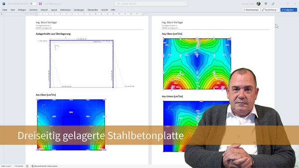 Schnelle Eingabe einer dreiseitig gelagerten Stahlbetonplatte mit der Variantenkonstruktion