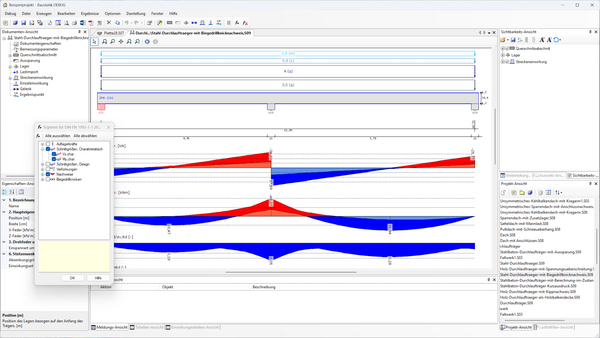 Darstellungsform der Lasten im Durchlaufträger einstellen
