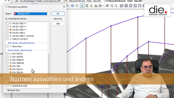 Normen auswählen und ändern