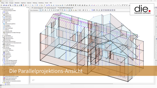 Baustatik Lernvideo: Die Parallelprojektions-Ansicht mit Texturen