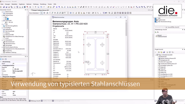 Baustatik Lernvideo: So verwenden Sie typisierte Stahlanschlüsse