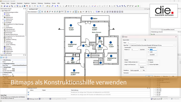 Baustatik Lernvideo: Hilfsbitmaps als Konstruktionshilfe halbtransparent darstellen