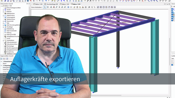 Baustatik Lernvideo: Auflagerkräfte exportieren