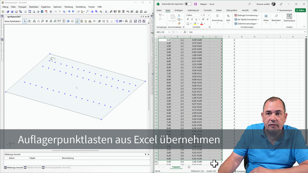 Baustatik Lernvideo: So übernehmen Sie Auflagerpunktlasten aus Excel