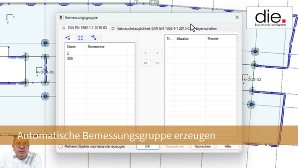 Baustatik Lernvideo: So erzeugen Sie eine Bemessungsgruppe, die wie die Automatische aussieht