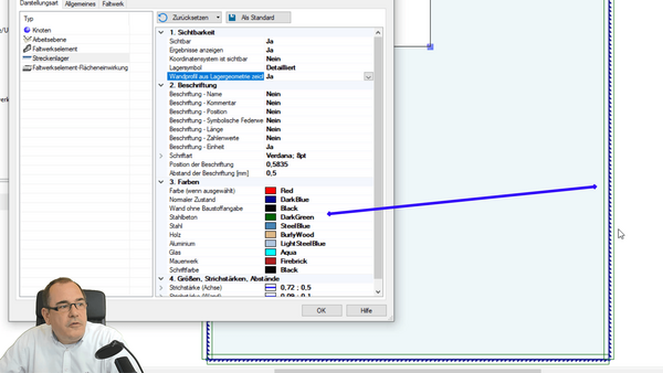 Baustatik Lernvideo: Baustoff von Streckenlager oder Stütze visualisieren 
