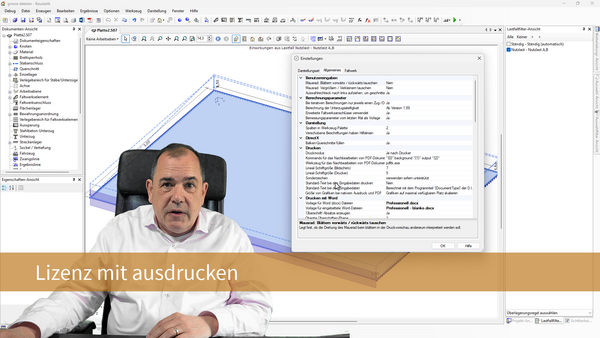Baustatik Lernvideo: So drucken Sie Ihre Lizenzdaten mit aus