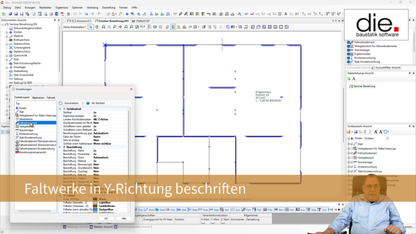 Baustatik Lernvideo: So ändern Sie die Orientierung der Faltwerks-Beschriftung