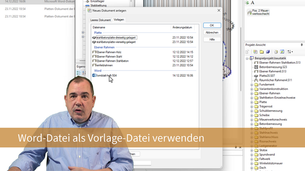 Baustatik Lernvideo: Word-Dokumente als Dokument-Vorlagen verwenden