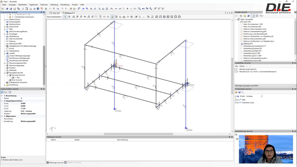 Baustatik Lernvideo: Einführung in die Baustatik - wichtige Fenster