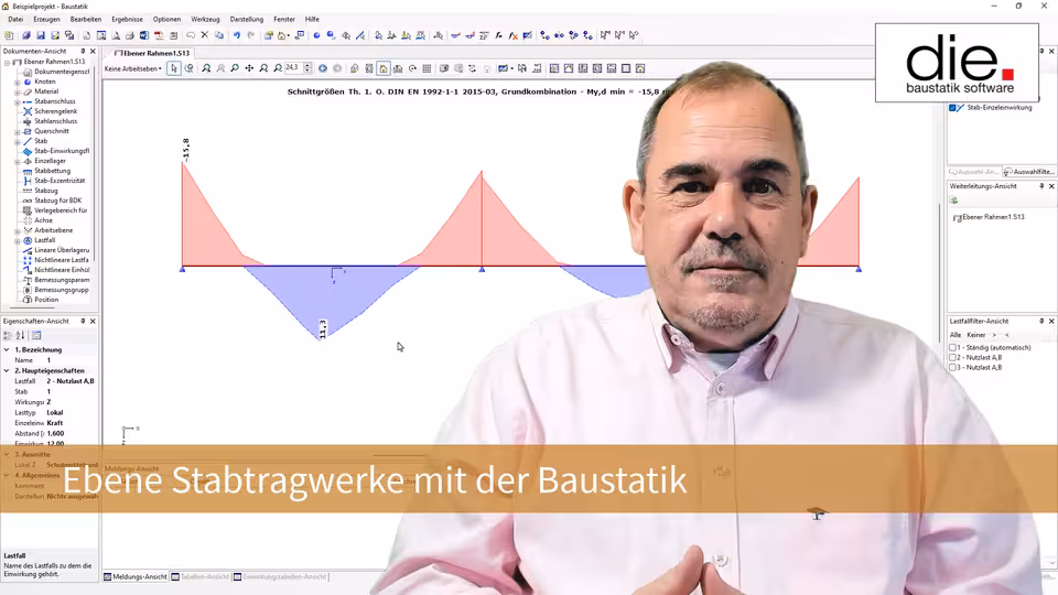 Baustatik Lernvideo: So definieren Sie ein einfaches ebenes Stabsystem