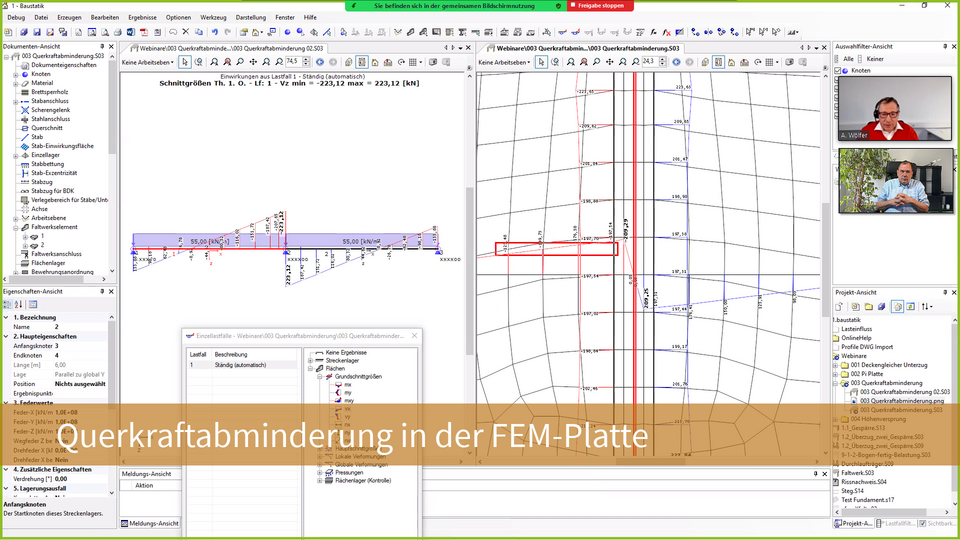 Querkraft-Abminderung in der Platte