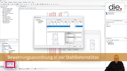 Zu funktioniert die Bewehrungsanordnung in der Stahlbetonstütze